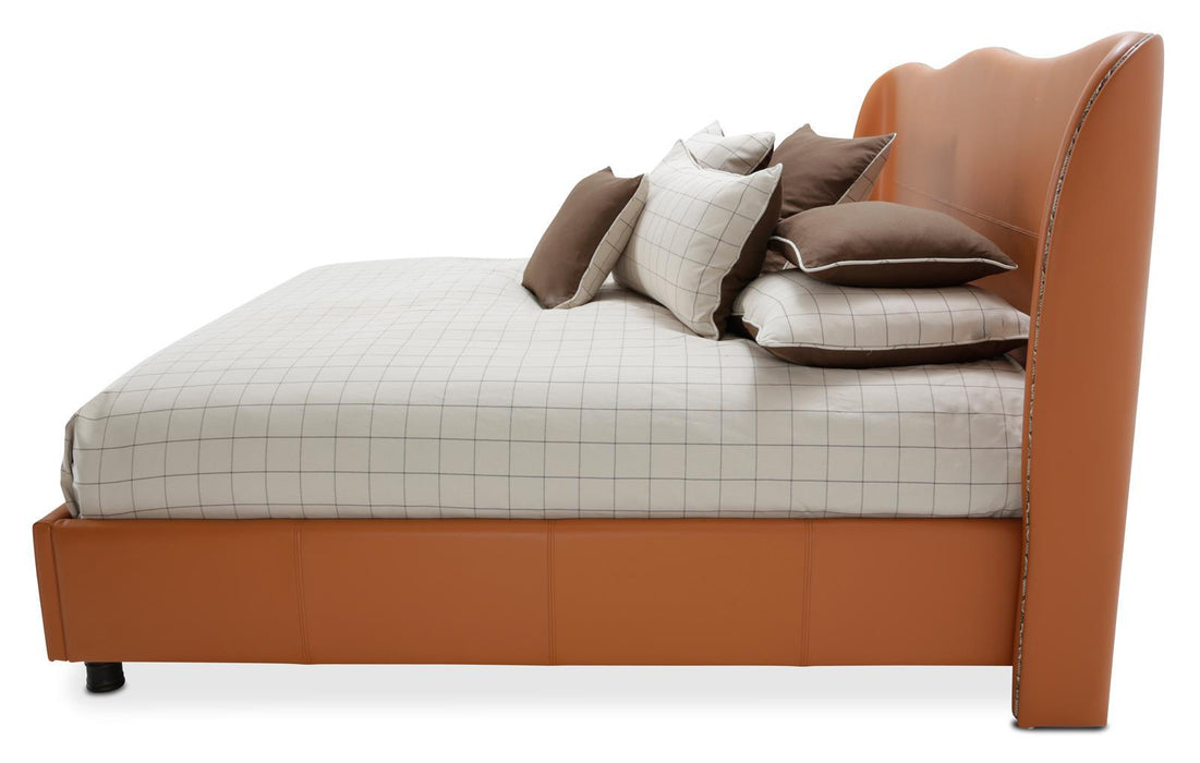 21 Cosmopolitan Eastern King Upholstered Wing Bed in Orange