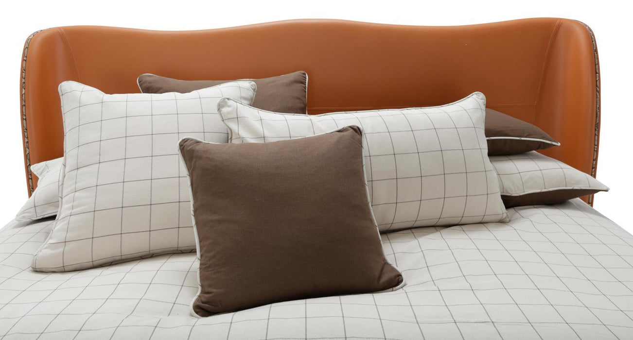 21 Cosmopolitan Eastern King Upholstered Wing Bed in Orange - Furniture Max (Falls Church,VA) *
