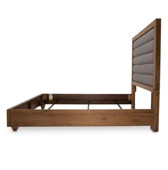 Brooklyn Walk King Channel Tufted Panel Bed in Burnt Umber
