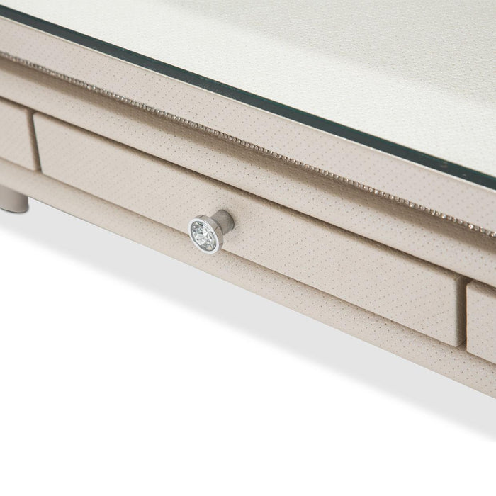 Glimmering Heights 2pc Writing Desk w/Glass Top in Ivory - Furniture Max (Falls Church,VA) *