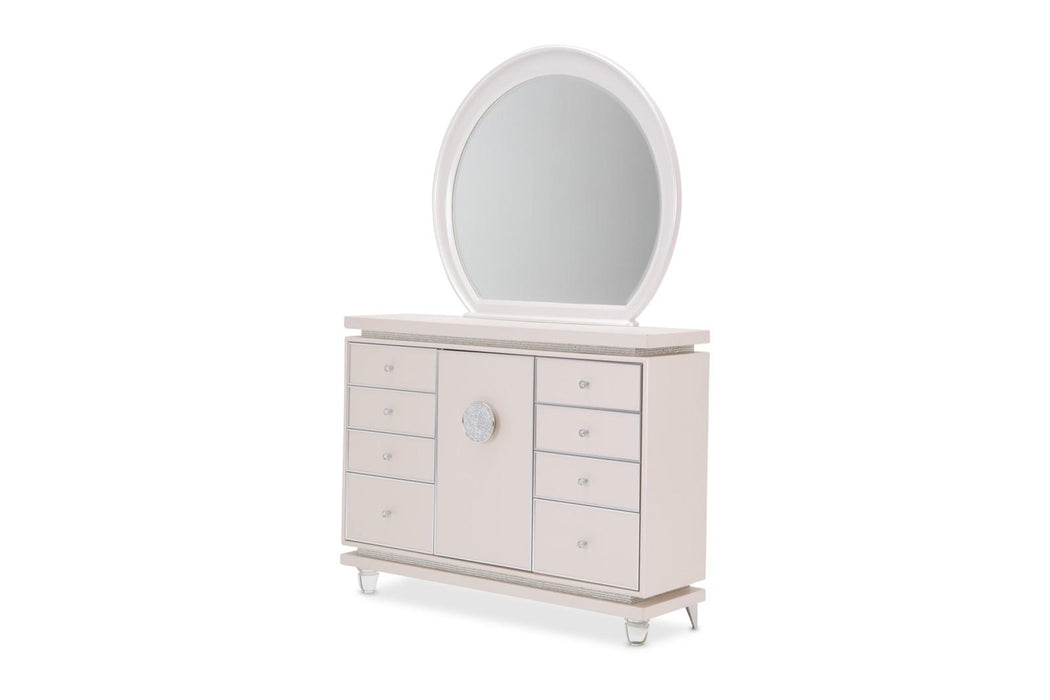 Glimmering Heights Upholstered Dresser in Ivory