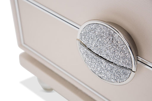 Glimmering Heights Upholstered Nightstand in Ivory - Furniture Max (Falls Church,VA) *