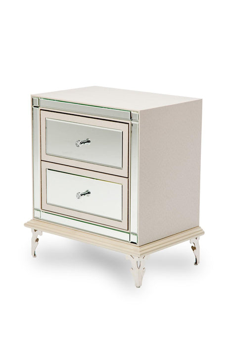 Hollywood Loft Upholstered Nightstand in Frost