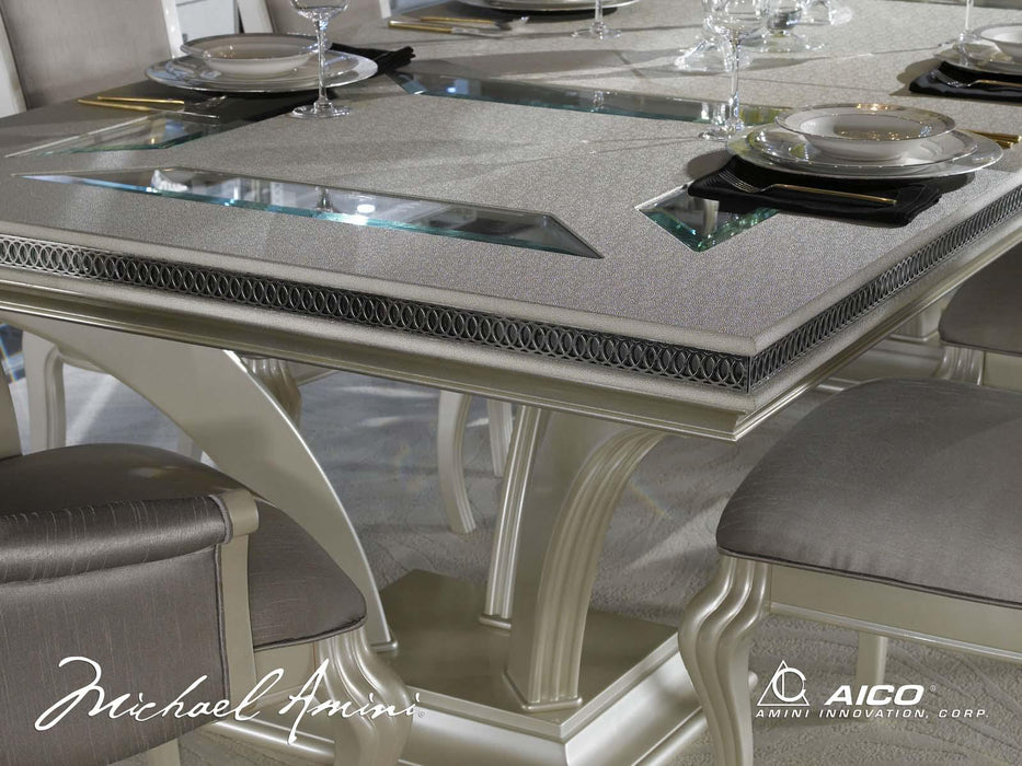 Hollywood Swank Rectangular Dining Table in Pearl Caviar