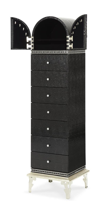 Hollywood Swank Swivel Lingerie Chest in Black Iguana