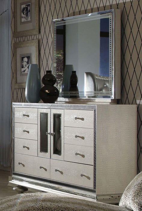Hollywood Swank Upholstered Dresser in Crystal Croc - Furniture Max (Falls Church,VA) *