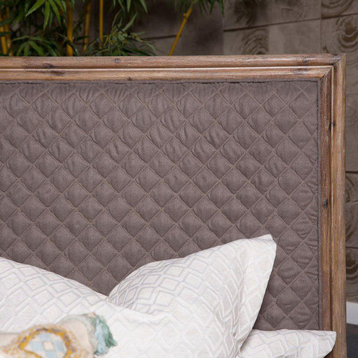 Hudson Ferry Eastern King Diamond-Quilted Panel Bed in Driftwood (Gray Fabric) - Furniture Max (Falls Church,VA) *