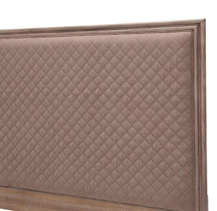 Hudson Ferry Queen Diamond-Quilted Tufted Panel Bed in Driftwood (Brown Fabric)