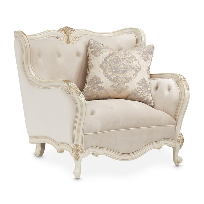 Lavelle Melange Wood Trim Chair and a Half in Ivory Classic Pearl