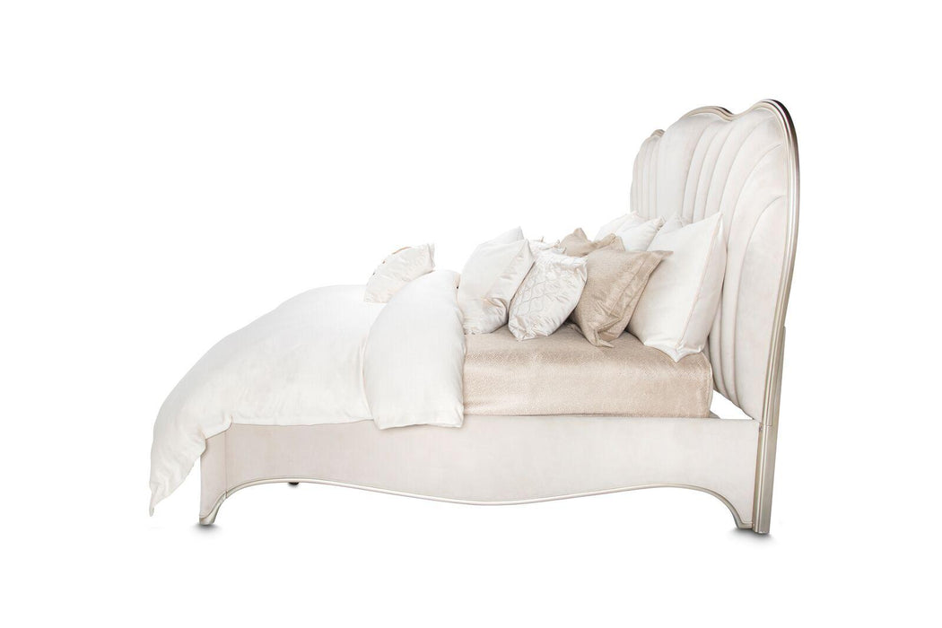 London Place Queen Upholstered Panel Bed in Creamy Pearl