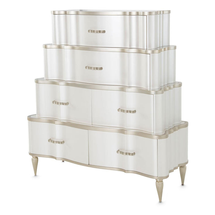 London Place Tiered 6-Drawer Chest in Creamy Pearl