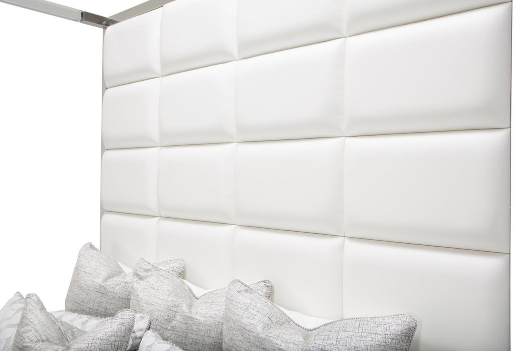 State St California King Metal Canopy Bed in Glossy White - Furniture Max (Falls Church,VA) *