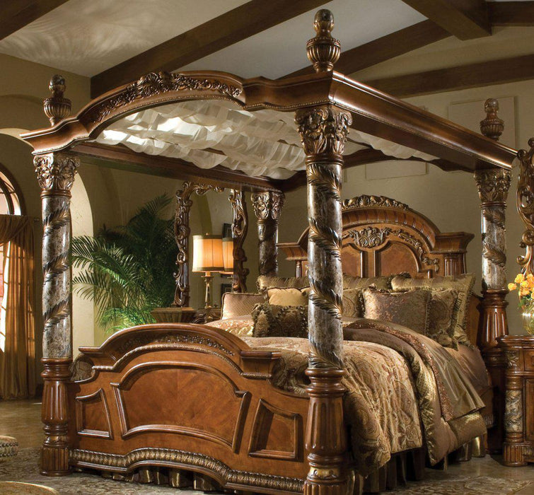 Villa Valencia California King Bed with Canopy in Chestnut