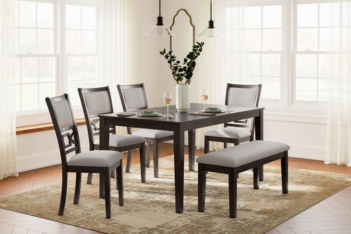 Langwest Dining Table and 4 Chairs and Bench (Set of 6) - Furniture Max (Falls Church,VA) *
