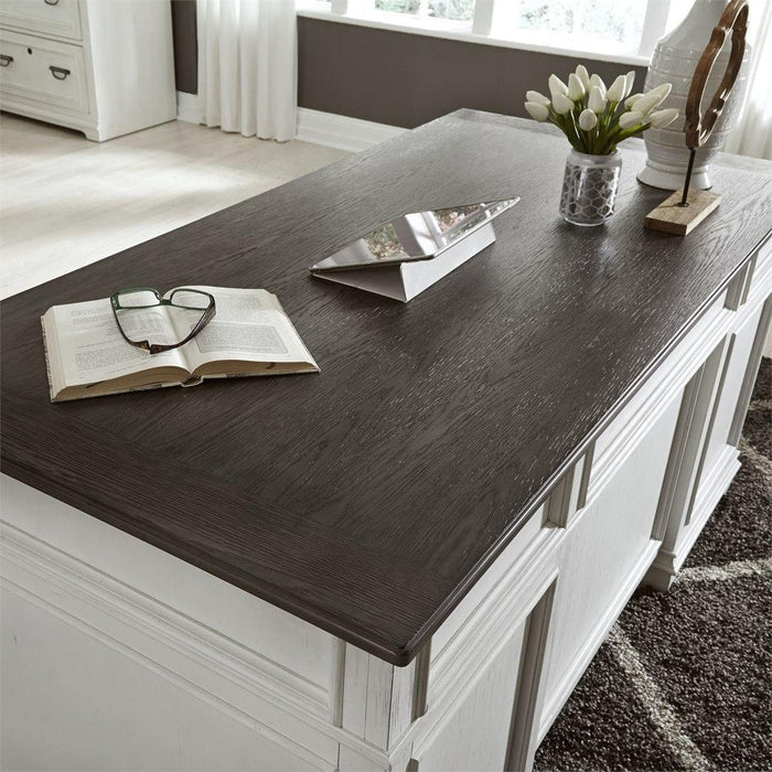 Liberty Allyson Park Jr. Executive Desk in Wirebrushed White - Furniture Max (Falls Church,VA) *