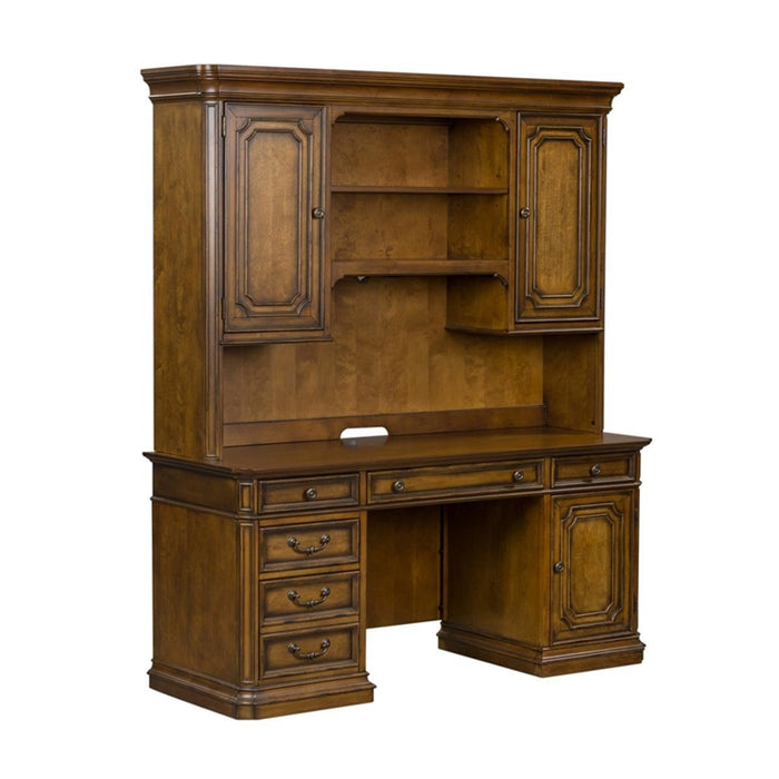 Liberty Amelia Jr Executive Credenza with Hutch in Antique Toffee