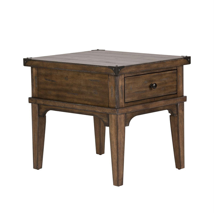 Liberty Aspen Skies End Table in Weathered Brown