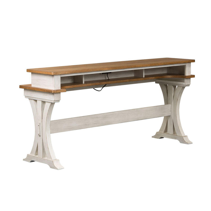 Liberty Farmhouse Reimagined Console Bar Table in Antique White