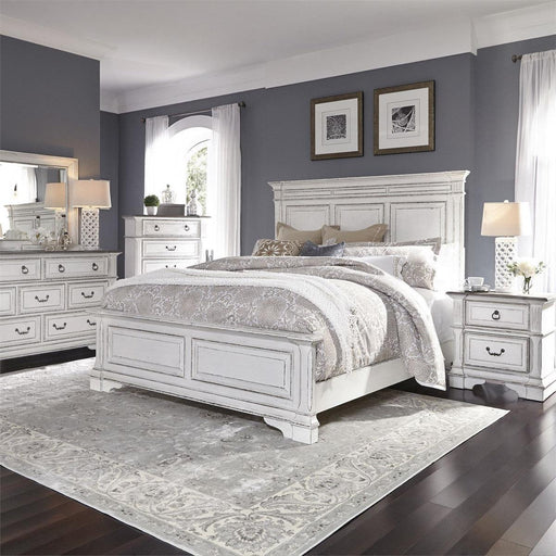 Liberty Furniture Abbey Park King Panel Bed in Antique White - Furniture Max (Falls Church,VA) *
