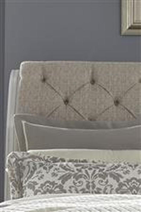 Liberty Furniture Abbey Park Upholstered Queen Sleigh Bed in Antique White - Furniture Max (Falls Church,VA) *