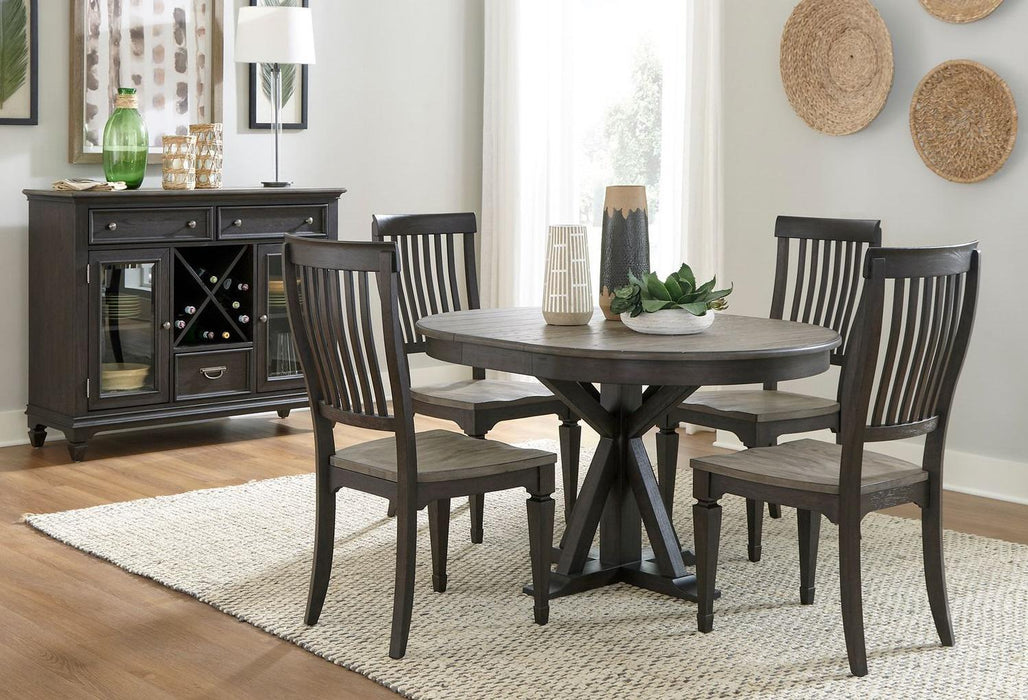 Liberty Furniture Allyson Park Pedestal Table in Wirebrushed Black Forest