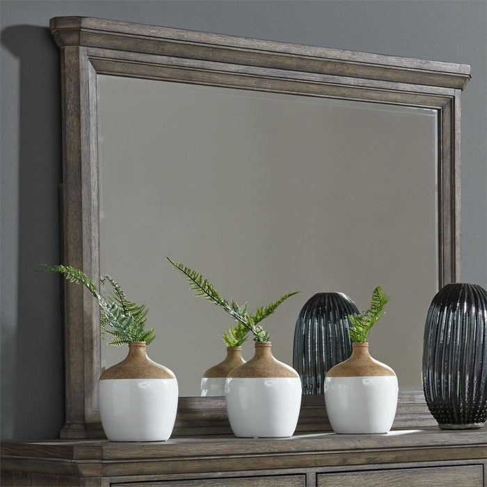 Liberty Furniture Artisan Prairie Chesser Mirror in Wirebrushed aged oak with gray dusty wax