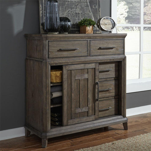 Liberty Furniture Artisan Prairie Door Chest in Wirebrushed aged oak with gray dusty wax - Furniture Max (Falls Church,VA) *