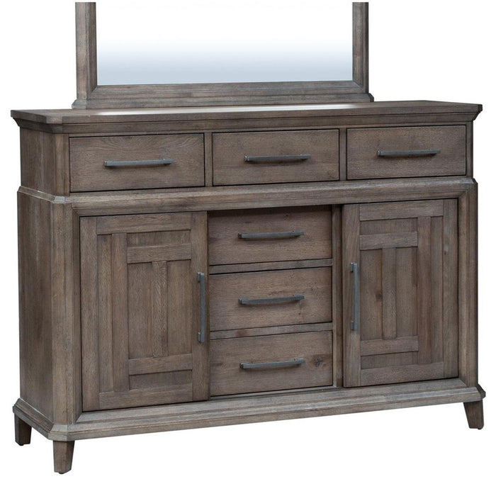 Liberty Furniture Artisan Prairie Drawer Chesser in Wirebrushed aged oak with gray dusty wax