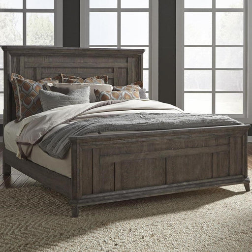 Liberty Furniture Artisan Prairie Queen Panel Bed in Wirebrushed aged oak with gray dusty wax - Furniture Max (Falls Church,VA) *