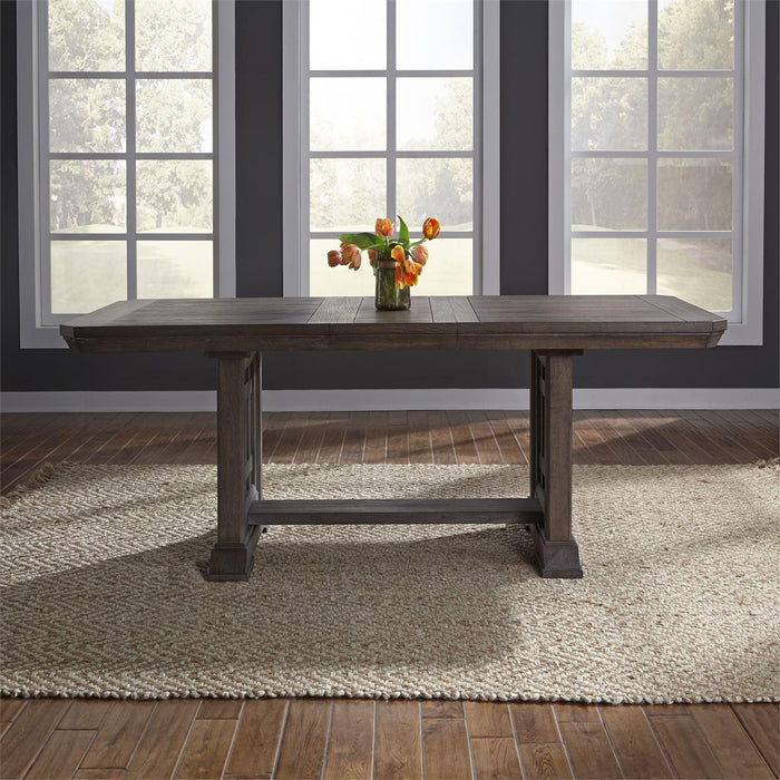 Liberty Furniture Artisan Prairie Trestle Dining Table in Aged Oak