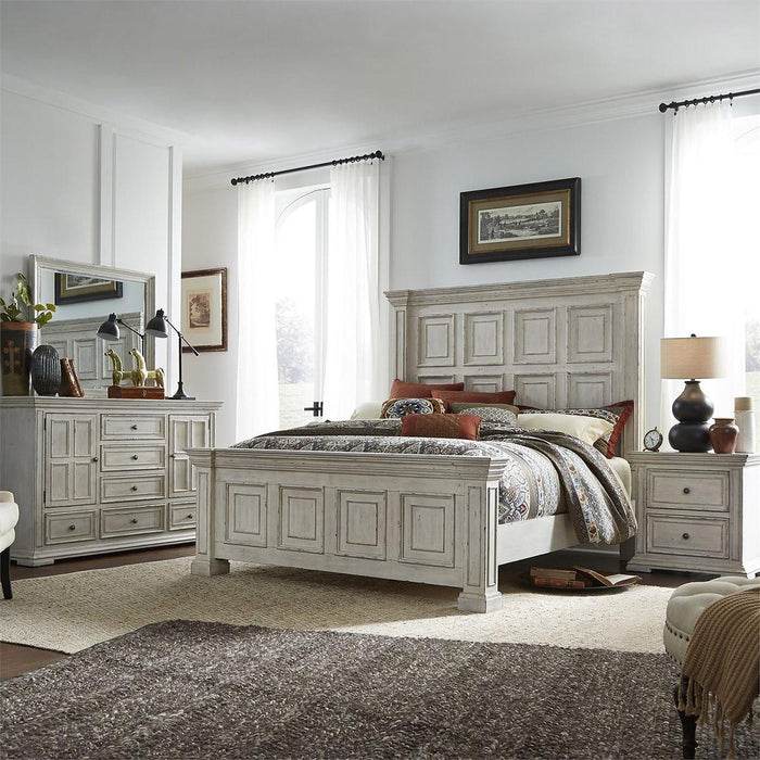 Liberty Furniture Big Valley California King Panel Bed in Whitestone