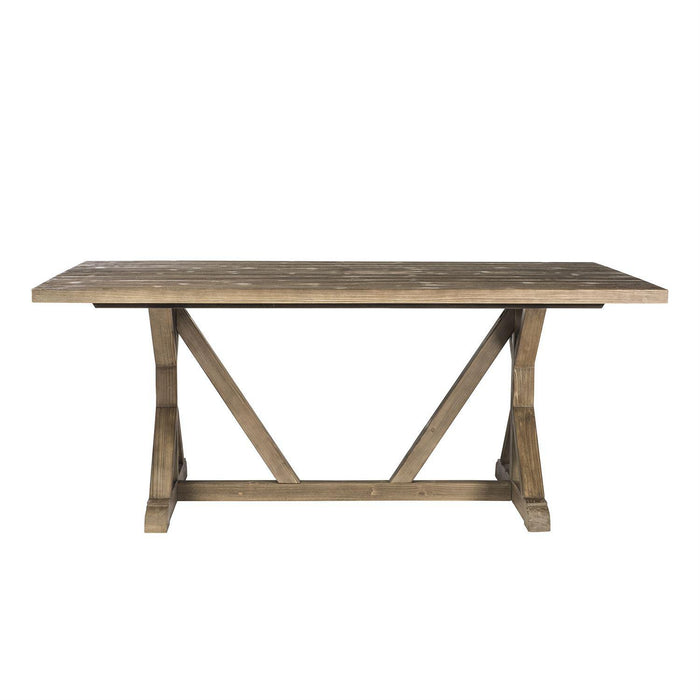 Liberty Furniture Carolina Lakes Trestle Table in Weathered Gray