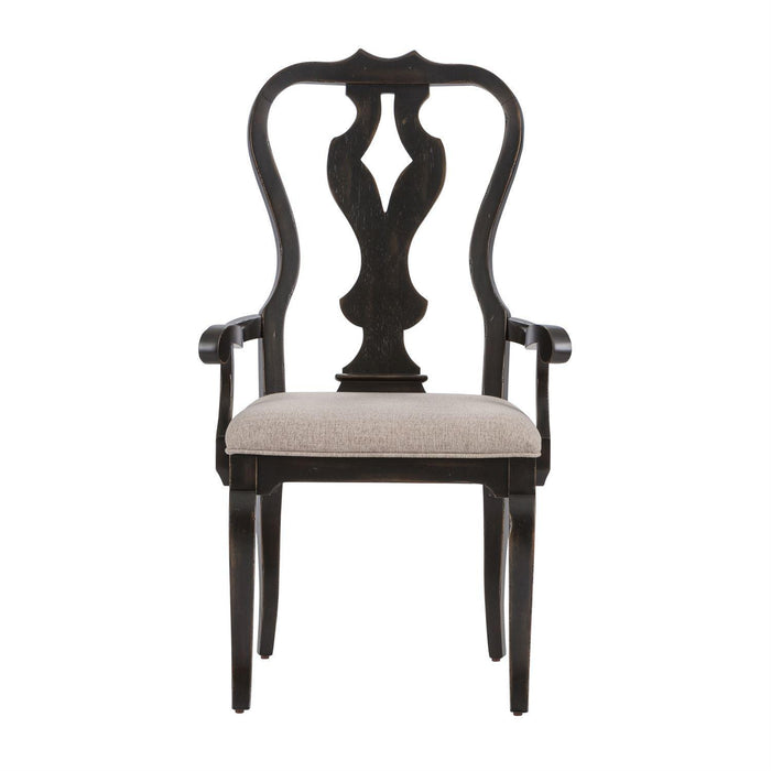 Liberty Furniture Chesapeake Splat Back Arm Chair (RTA) in Antique Black (Set of 2) - Furniture Max (Falls Church,VA) *