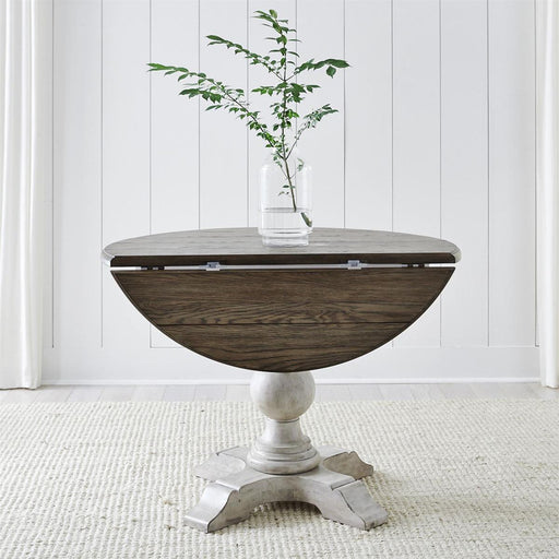 Liberty Furniture Cottage Lane Drop Leaf Single Pedestal Table in Antique White - Furniture Max (Falls Church,VA) *