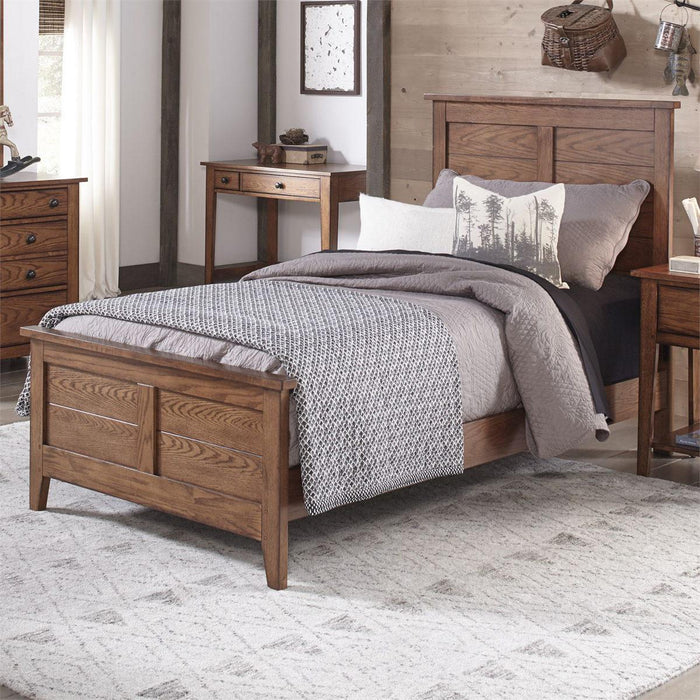 Liberty Furniture Grandpa's Cabin Youth Twin Panel Bed in Aged Oak