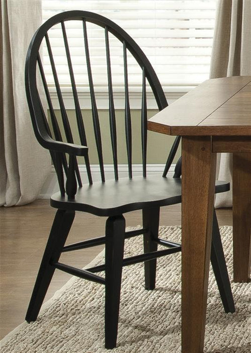 Liberty Furniture Hearthstone Windsor Back Arm Chair in Black (Set of 2)