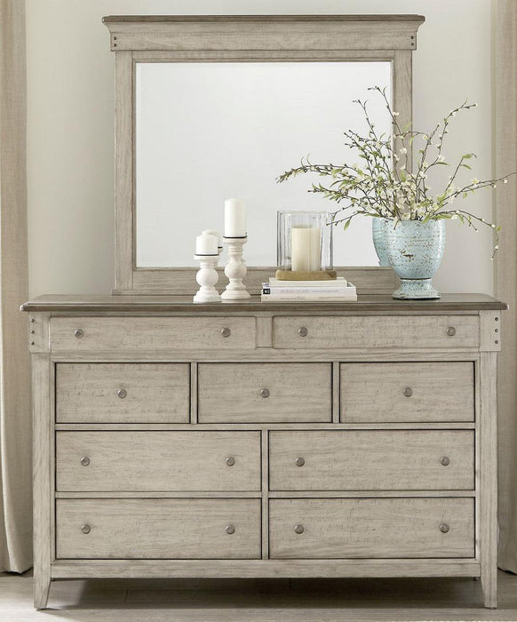 Liberty Furniture Ivy Hollow 9 Drawer Dresser in Weathered Linen