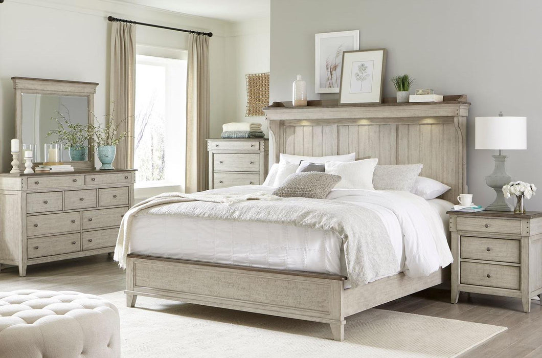 Liberty Furniture Ivy Hollow Queen Mantle Bed in Weathered Linen