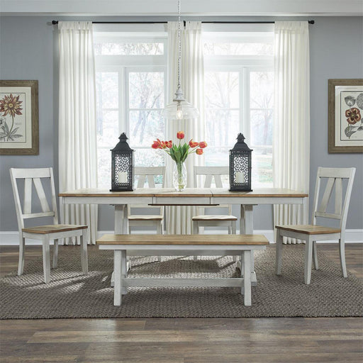 Liberty Furniture Lindsey Farm Backless Bench (RTA) in Weathered White & Sandstone - Furniture Max (Falls Church,VA) *