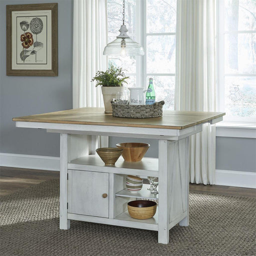 Liberty Furniture Lindsey Farm Kitchen Island in Weathered White & Sandstone - Furniture Max (Falls Church,VA) *
