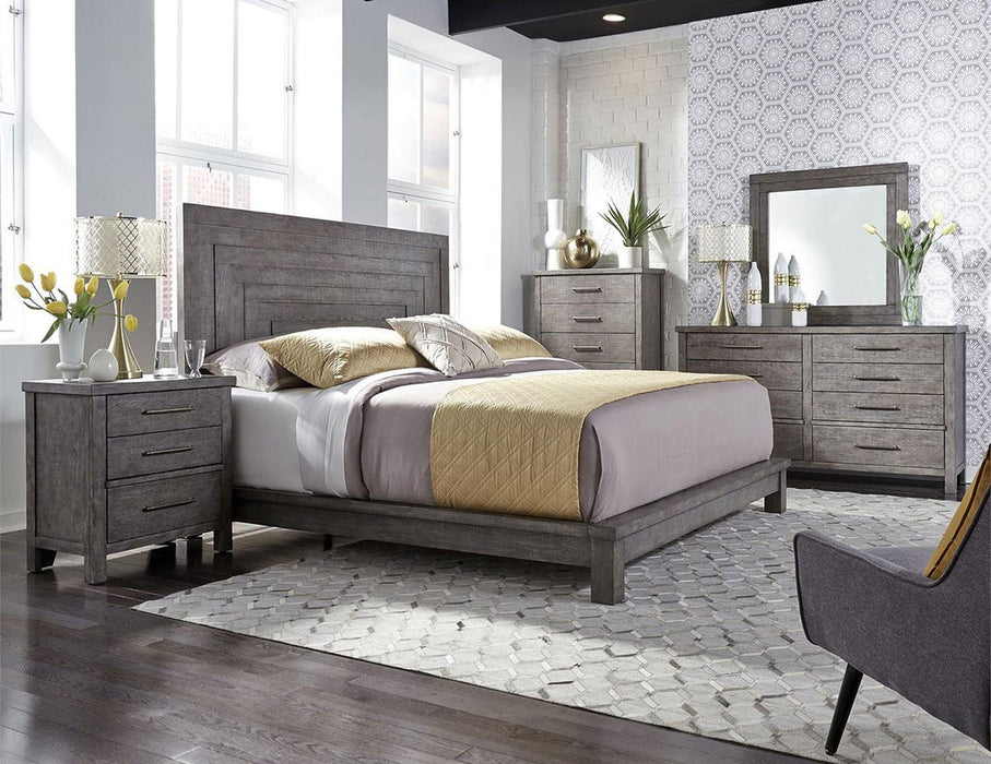 Liberty Furniture Modern Farmhouse King Platform Bed in Dusty Charcoal