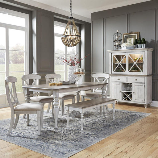Liberty Furniture Ocean Isle Buffet with Hutch in Antique White with Weathered Pine - Furniture Max (Falls Church,VA) *