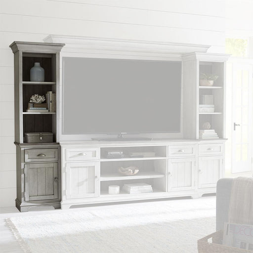 Liberty Furniture Ocean Isle Entertainment Center with Piers in Antique White with Weathered Pine - Furniture Max (Falls Church,VA) *
