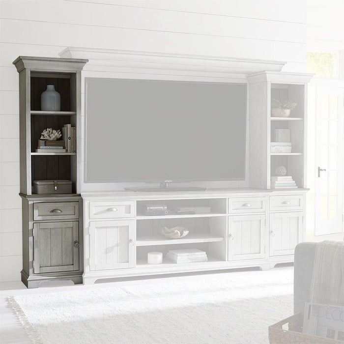 Liberty Furniture Ocean Isle Entertainment Center with Piers in Antique White with Weathered Pine - Furniture Max (Falls Church,VA) *