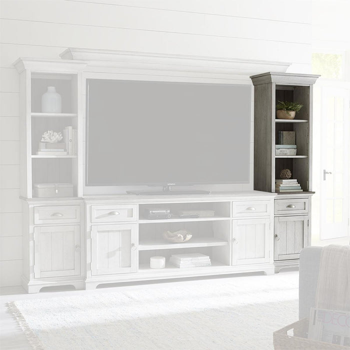 Liberty Furniture Ocean Isle Entertainment Center with Piers in Antique White with Weathered Pine - Furniture Max (Falls Church,VA) *