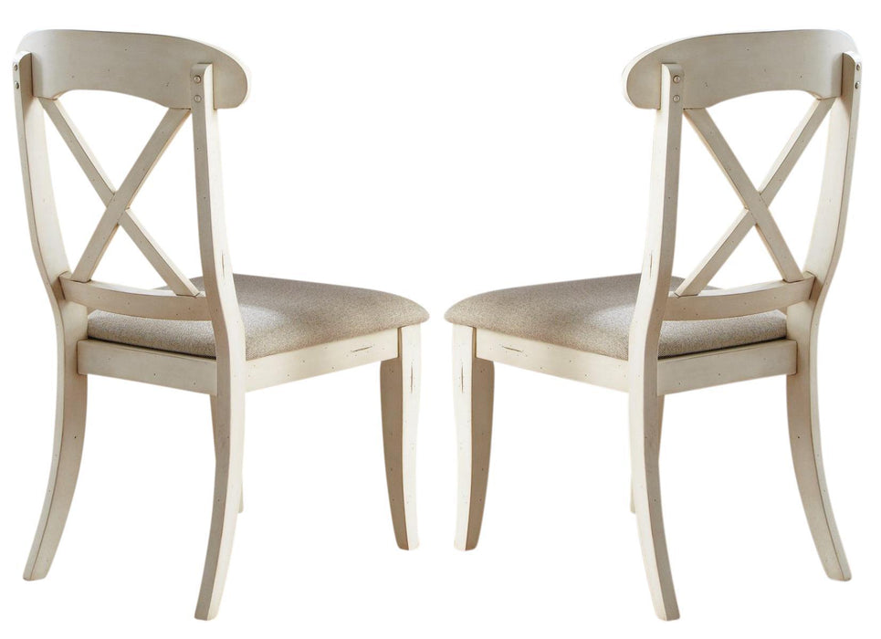 Liberty Furniture Ocean Isle Upholstered X Back Side Chair (Set of 2) in Bisque with Natural Pine - Furniture Max (Falls Church,VA) *