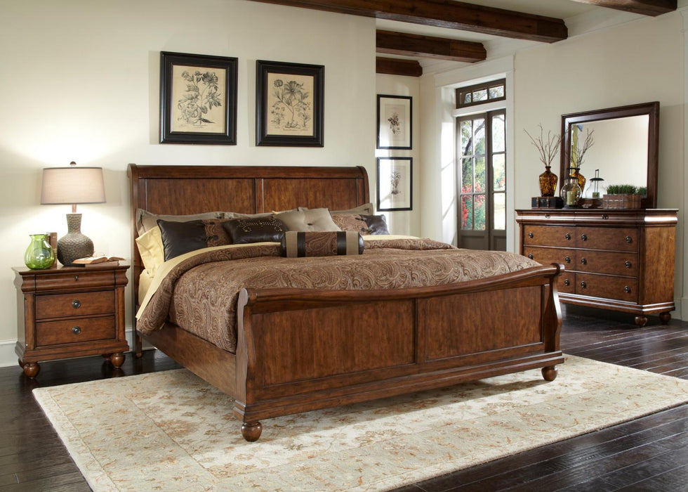 Liberty Furniture Rustic Traditions King Sleigh Bed in Rustic Cherry - Furniture Max (Falls Church,VA) *