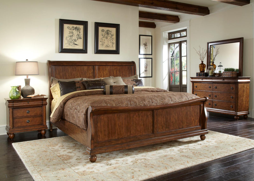 Liberty Furniture Rustic Traditions Queen Sleigh Bed in Rustic Cherry