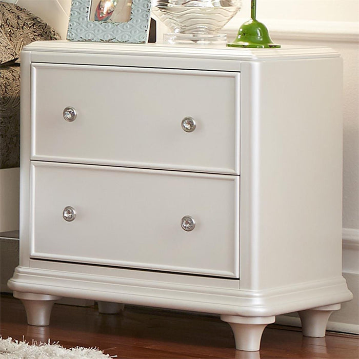 Liberty Furniture Stardust 2 Drawer Nightstand in Iridescent White