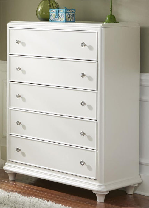 Liberty Furniture Stardust 5 Drawer Chest in Iridescent White - Furniture Max (Falls Church,VA) *